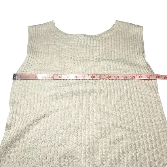 ZARA Viscose Polyester Blend Rib Knit Sleeveless Tank All Over Sparkle Sequins - Picture 5 of 8